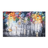 Tablou pictat manual, La plimbare pe inserat, stilizat, pictura100x60cm ulei pe panza in cutit efect 3D, Spectaculos