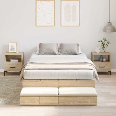 vidaXL Cadru de pat cu depozitare Stejar Sonoma 236.5 x 120 x 31.5 cm 3335631 foto