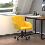 Scaun birou pivotant vidaXL, catifea galbena, reglabil, ergonomic, 56x61x(78-86)cm