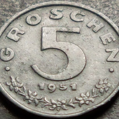 Moneda istorica 5 GROSCHEN - AUSTRIA, anul 1951 * cod 574