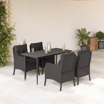 vidaXL Set mobilier de grădină cu perne, 5 piese, negru, poliratan 3211922 foto