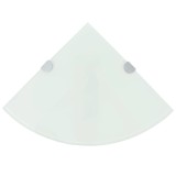 Rafturi Colt Sticla VidaXL, 2 buc, 25x25 cm, Alb, Suport Crom, Montare Facila, Rafturi Decorative, Rafturi de Perete, Rezistente