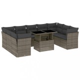 Cumpara ieftin Set mobilier de gradina cu perne, 10 piese, gri, poliratan