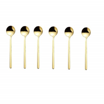 Set 6 lingurite Pufo Simple pentru cafea, ceai, desert, otel inoxidabil, auriu 13 cm foto