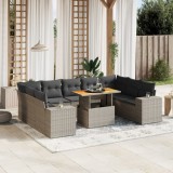 vidaXL Set mobilier de grădină cu perne, 10 piese, gri, poliratan 3272782