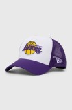 New Era șapcă culoarea alb, cu imprimeu, LOS ANGELES LAKERS 60348857.WHITRPTRP-WHITRPTRP