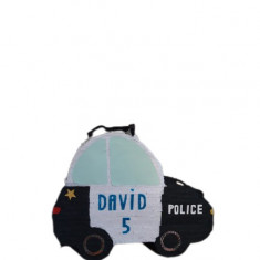 Pinata personalizata model Masina Politie, 45 cm, alb/negru