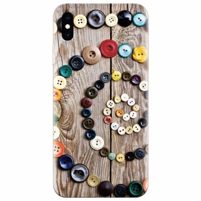 Husa silicon pentru Apple Iphone X, Colorful Buttons Spiral Wood Deck foto