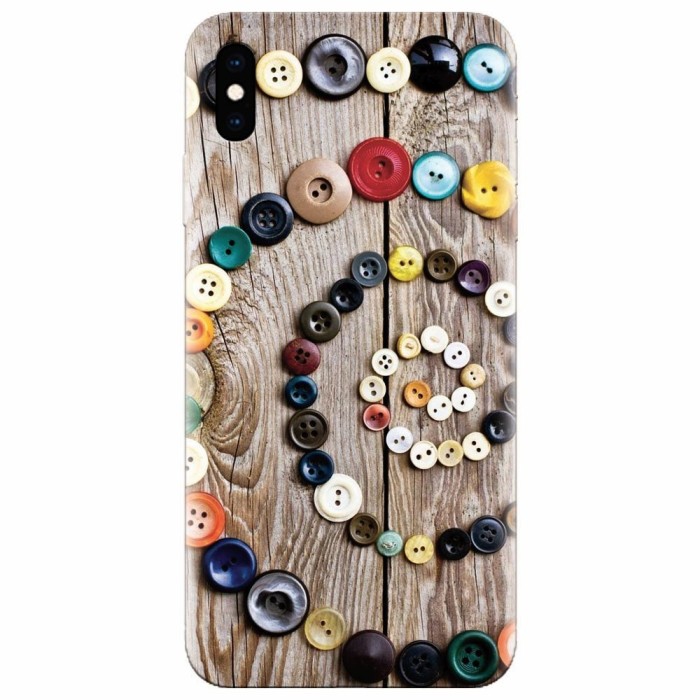 Husa silicon pentru Apple Iphone X, Colorful Buttons Spiral Wood Deck