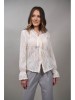 Camasa Dama Plumeti Luminata Ivory, S/M, Eleganta, Poliester &amp; Bumbac