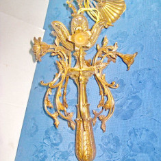 7005-Lampadar vechi stil Baroc bronz masiv aurit original. Lipsa cap ornament.