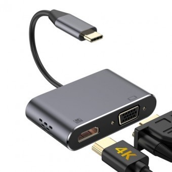 Adaptor tip c - hdmi 4k 30hz si vga (simultan) foto