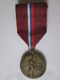 Rara! Medalia Victoriei pentru veterani Slovacia,50 ani de la incheierea WWII, Europa, Circulata, Galati