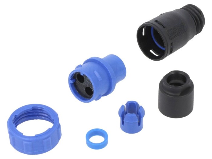 Conector circular mamă 2 pini pe cablu