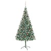Brad Craciun artificial pre-iluminat globuri/conuri pin 210 cm