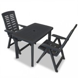 Set mobilier bistro, 3 piese, antracit, plastic