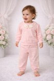 Set copii Bymurat roz cu guler decorativ și pantaloni comozi (Marime