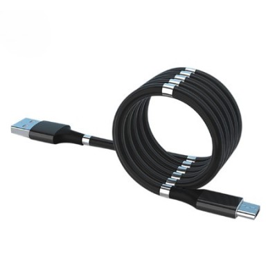 Cablu de incarcare rapida, Flippy, Type C, cu absorbtie magnetica, 1 m, Negru foto