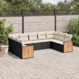 vidaXL Set mobilier de grădină cu perne, 9 piese, negru, poliratan 3260355