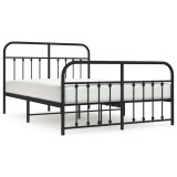 Cumpara ieftin Cadru pat metalic cu tablie de cap/picioare, negru, 140x200 cm