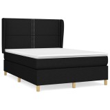 Cumpara ieftin Pat box spring cu saltea, negru, 140x200 cm, textil