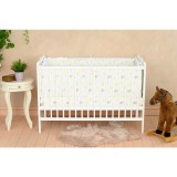 Patut lemn bebe Qmini Julia 120x60 cm Alb, multifunctional 3 in 1, sina dentitie, saltea cocos 8 cm