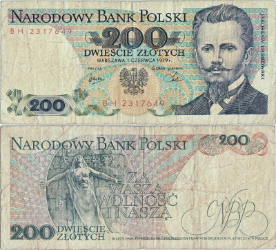 1979 ( 1 VI ) , 200 złotych ( P-144b.1 ) - Polonia foto