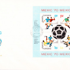 TSV$ - FDC 1970 LP 729 A C.M. DE FOTBAL - MEXIC, COLITA DANTELATA