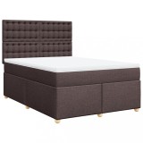 Cumpara ieftin Pat continental cu saltea, maro inchis, 140x200 cm, textil