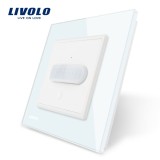 Intrerupator cu senzor de miscare PIR cu indicator luminos Livolo VL-FCU-2WP-11, touch, incastrat, alb