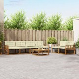 vidaXL Set de canapele de exterior cu pernă 7 pcs Natural și Crem 3369213