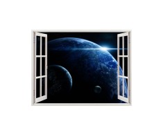 Autocolant decorativ, Fereastra, Planete, Multicolor, 83 cm, 105ST foto