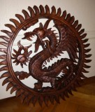 Superba aplica de perete dragon din lemn sculptat