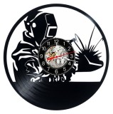 Ceas Perete Vinil Disc Sudor Masca Scantei Negru 30cm Mecanism Quartz Silentios
