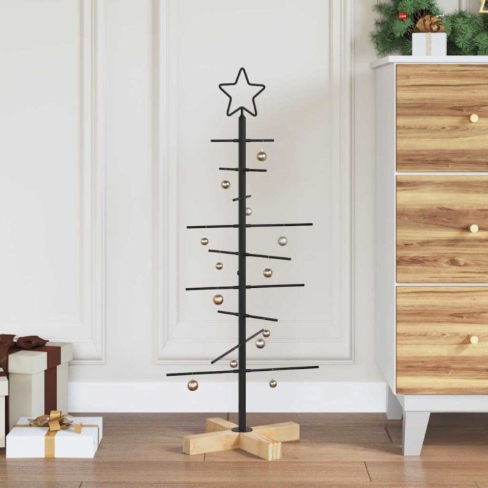 vidaXL Pom de Crăciun din metal Negru 90 cm Oțel vopsit &icirc;n pulbere 42019176