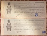 ROMANIA REGAT BANCA NATIONALA,DOUA BILETE LA ORDIN/TIMBRU SEC,FILIGRAN,APOSTILA!