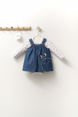 Set rochita cu body pentru fetite Monster, Tongs baby (Marime: 12-18 Luni, Culoare: Bleumarin) foto