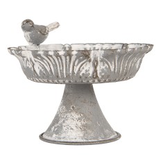 Bol decorativ metal gri alb vintage 13x12x10 cm