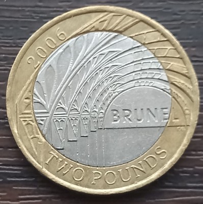(S) MONEDA ANGLIA - 2 POUNDS 2006, ANIVERSAREA A 200 ANI DE LA NASTEREA LUI ISAMBARD K. BRUNEL foto