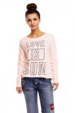 N739-5112 Bluza casual cu text inscriptionat in fata