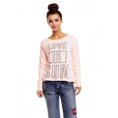 N739-5112 Bluza casual cu text inscriptionat in fata
