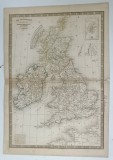 HARTA ' ILES BRITANNIQUES ou ROYAUME UNI GRANDE BRETGNE et de L ' IRLANDE ' , par C.V. MONIN , 1839