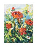 Cumpara ieftin Tablou cu maci stilizati pictat manual, 40x30cm acril pe panza in cutit efect 3D, Kenny Varniote