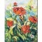 Tablou cu maci stilizati pictat manual, 40x30cm acril pe panza in cutit efect 3D, Kenny Varniote
