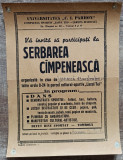 Afis de mici dimensiuni Serbare Campeneasca, perioada comunista