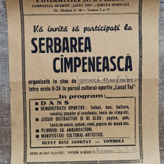 Afis de mici dimensiuni Serbare Campeneasca, perioada comunista