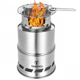 Soba pentru camping Tomshoo, otel inoxidabil, argintiu, 13,7 x 22,3 cm