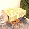 VidaXL Copertină retractabilă automat cu stor, galben&amp;alb, 5x3 m