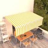 VidaXL Copertină retractabilă automat cu stor, galben&amp;alb, 5x3 m
