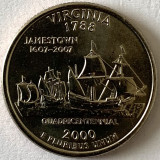 AMERICA QUARTER 1/4 DOLLAR 2000 LITERA D.(VIRGINIA-JAMESTOWN-QUADRICENTENNIAL)BU, America de Nord, Cupru-Nichel